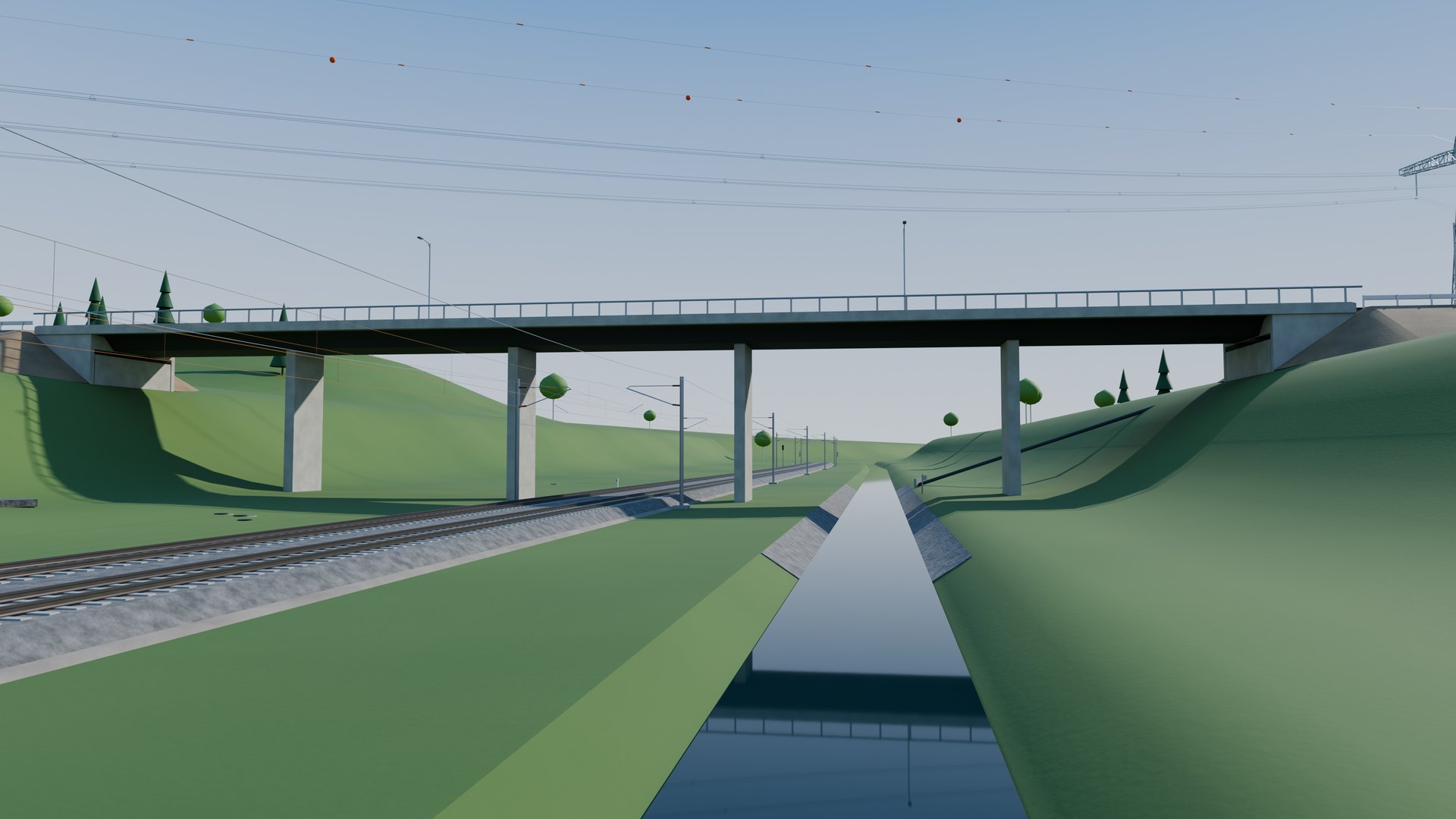 Bridge BR-01 over the railway and the river