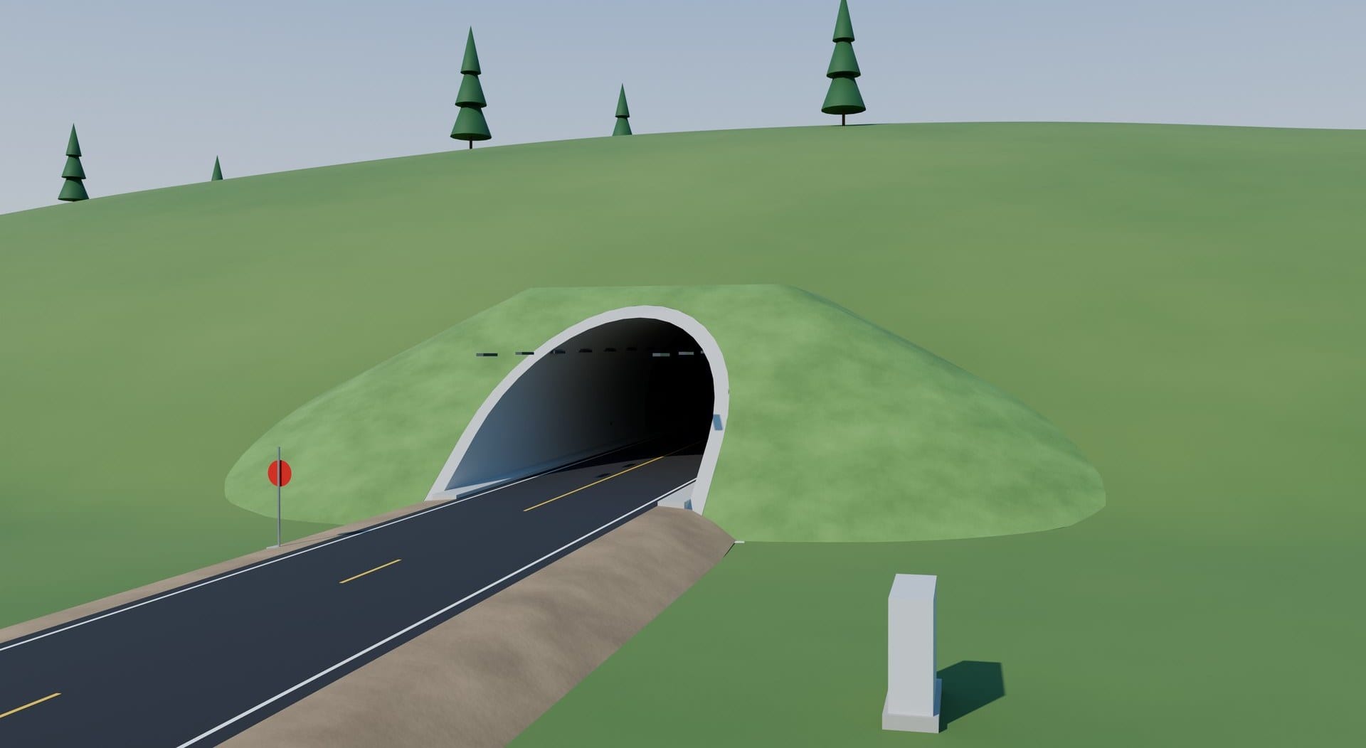 Portal of tunnel T1 on road R1